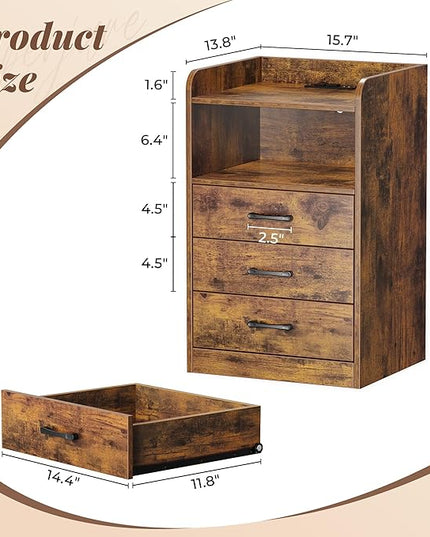 SUPERJARE File Cabinet with Charging Station - LeafyLoom