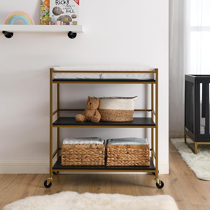 Delta Children Jade Changing Table/Cart, Ebony Melamine/Bronze - LeafyLoom