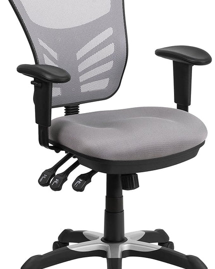 Flash Furniture Nicholas Mid-Back Swivel Office and Gaming Chair, Ergonomic Mesh Office Chair with Adjustable Lumbar Support and Height, Gray - LeafyLoom