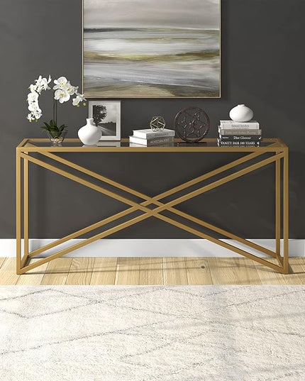 Henn&Hart Calix Console Table, 64" Wide - LeafyLoom