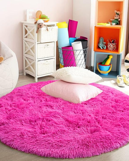 Round Area Rugs for Bedroom (5x5 Feet, Hot Pink) - LeafyLoom