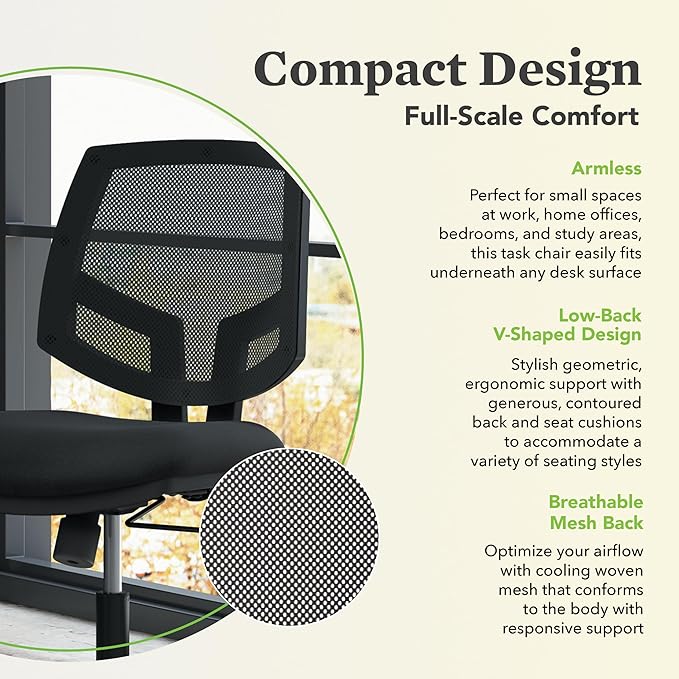 HON H5711 Volt Mesh Computer Chair for Office Desk, Task Chair, Black - LeafyLoom