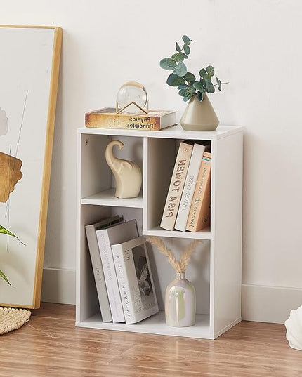 VECELO 3-Cube Small Bookshelf, Modern Bookcases with Shelves Height Up to 12.8 Inches, Suit for Common Size TextBook, Vertical or Horizontal, Cubby Storage Organizer,Pearl White - LeafyLoom