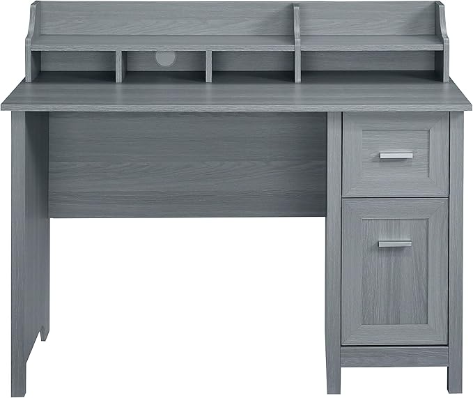 Techni Mobili Classic Office Storage Writing Desk, Grey - LeafyLoom