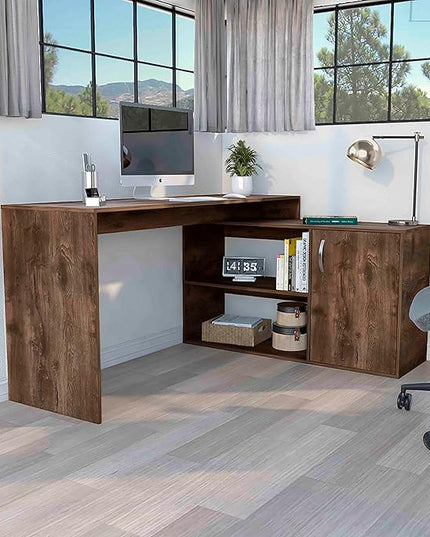 NicBex Kimberly-DW-00002-LWJ Home Office Desks, 59.6"x45.9"x30.1", Brown - LeafyLoom