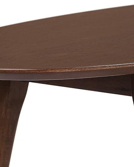 Elle Decor Clemintine Mid-Century Modern Living Room Furniture Collection, Oval Coffee Table, Walnut Brown - LeafyLoom