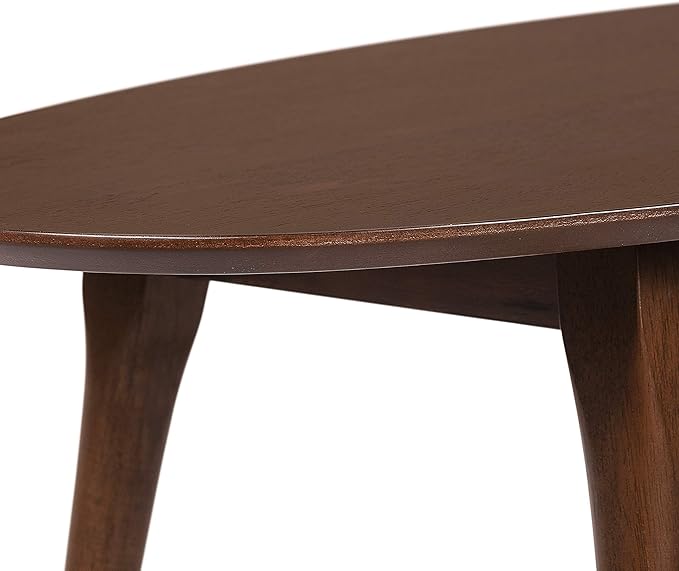 Elle Decor Clemintine Mid-Century Modern Living Room Furniture Collection, Oval Coffee Table, Walnut Brown - LeafyLoom