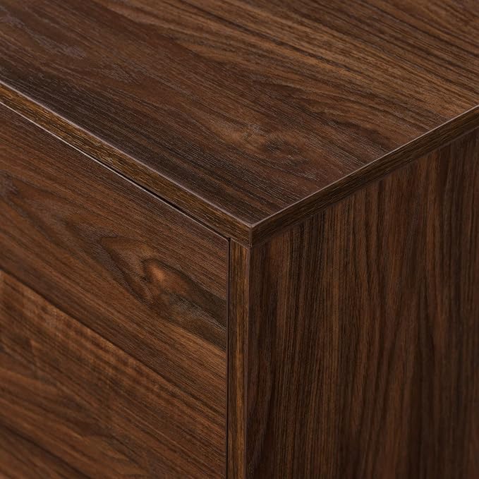 Walker Edison Nora Modern Minimal Open-Shelf Stand for TVs up to 80 Inches, 70 Inch, Dark Walnut - LeafyLoom