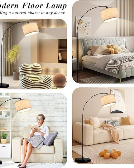 Luvkczc Arc Floor Lamps for Living Room, Tall Reading Lamps with Dimmable Switch, Modern Floor Lamp with Adjustable Hanging Shade for Bedroom, 8W LED Bulb Include - LeafyLoom