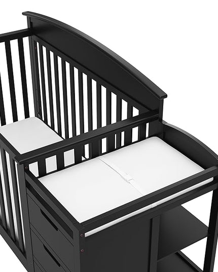 Graco Benton 4-in-1 Convertible Crib and Changer (Black) – GREENGUARD Gold Certified, Crib and Changing -Table Combo, Water-Resistant Changing Pad, Converts to Toddler Bed, Daybed & Full-Size Bed - LeafyLoom