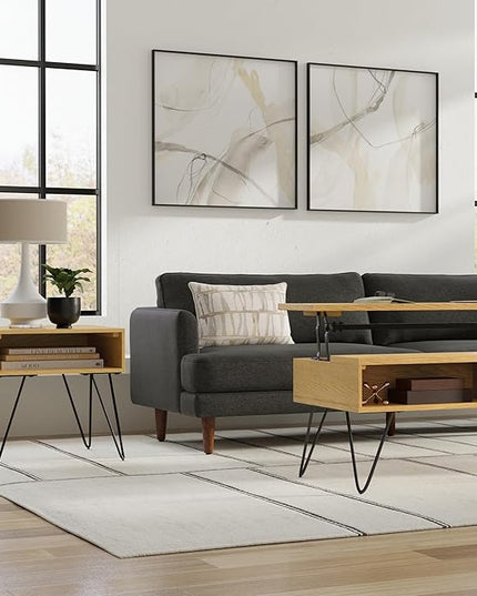 SIMPLIHOME Hunter End Table, 22 inch, Oak Veneer - LeafyLoom