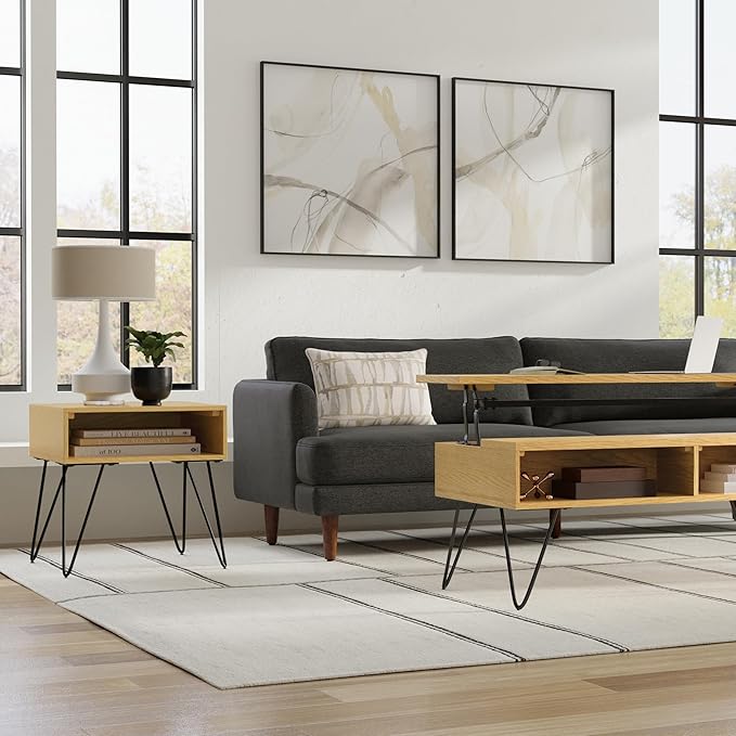 SIMPLIHOME Hunter End Table, 22 inch, Oak Veneer - LeafyLoom