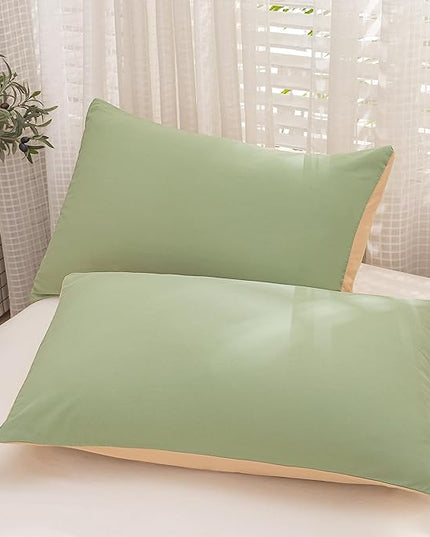 NINENINE Sage Green Comforter Set Queen,Light Green Bedding Set,Comforter Set for Women Men, Solid Color Camel Green Comforter Sets with 1 Comforter 2Pillowcases - LeafyLoom