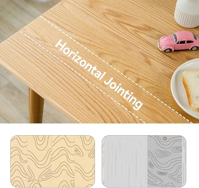 Dining Table, Solid Wood Square Dining Table for Small Space with Copper Decor, Mid Century Kitchen Tables for Island, Modern Oak Wooden Tables, 31.5”D x 31.5" W x 29.5" H (Natural Table Only) - LeafyLoom