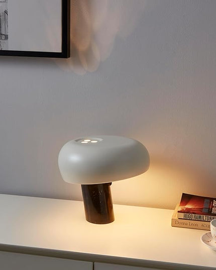 Brightech Kingpin Desk Lamp - Small LED Table Lamp for Bedroom, Office - Modern Bedside and Side Table Lamp with Marble Base, Metal Dome Shade - Dimmable Reading Lamp for Living Room and Dorm - Black - LeafyLoom