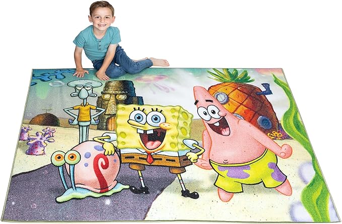 Franco Kids Room Non Slip Area Rug, 69 in x 52 in, Spongebob Squarepants - LeafyLoom