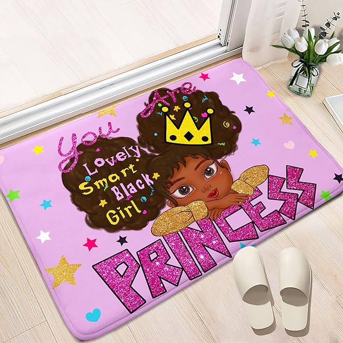 African American Black Girl Rugs for Bedroom African American Rugs for Girls Room Princess Room Decor for Girls Bedroom Decor for Teen Girls Living Room Floor Rugs, Purple, 2'×3' - LeafyLoom