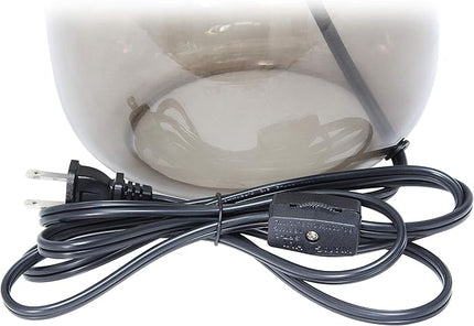 Simple Designs LT2064-SMW Smoke Gray Glass Table Lamp with White Fabric Shade - LeafyLoom