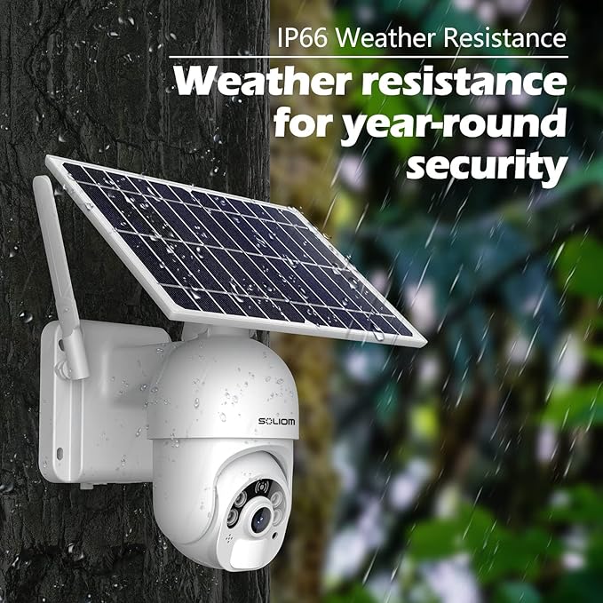 SOLIOM S800C-4G LTE Cellular Security Camera Outdoor,Pan Tilt 360° View 1080p Wireless Solar Powered, Spotlight Color Night Vision, 2 Way Talk,PIR Motion Detection SOLIOM