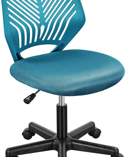Yaheetech Students Cute Desk Chair Low-Back Armless Study Chair w/Lumbar Support Adjustable Swivel Chair in Home Bedroom School, Turquoise - LeafyLoom