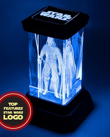 Paladone Darth Vader Figure Holographic Light, 3D Laser-Etched Crystal Model of Darth Vader, 12cm (4.7") Tall Star Wars Lighting & Replica Decor - LeafyLoom