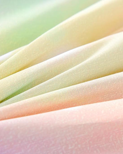 Btargot 3 Piece Butterfly Pattern Girls Comforter Set with 2 Pillow Covers, Gradient Line Rainbow Printed Bedding Set for Women, Queen Multi Color - LeafyLoom