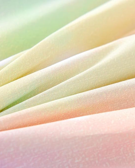 Btargot 3 Piece Butterfly Pattern Girls Comforter Set with 2 Pillow Covers, Gradient Line Rainbow Printed Bedding Set for Women, Full Multi Color - LeafyLoom