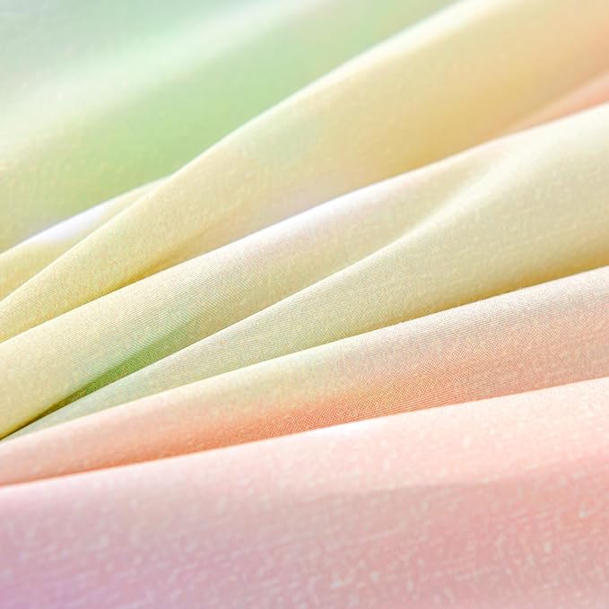 Btargot 3 Piece Butterfly Pattern Girls Comforter Set with 2 Pillow Covers, Gradient Line Rainbow Printed Bedding Set for Women, Full Multi Color - LeafyLoom