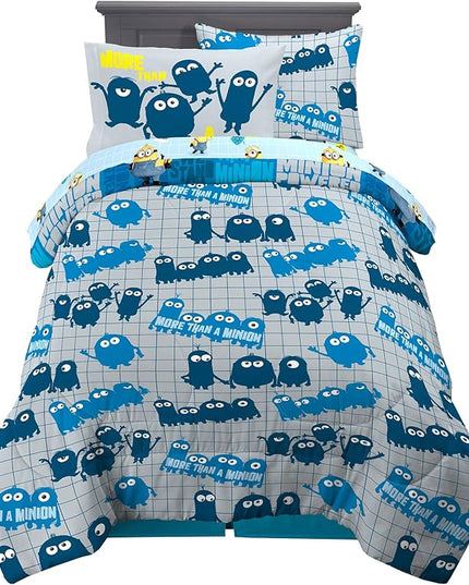 Franco Kids Bedding Super Soft Comforter and Sheet Set with Sham, 5 Piece Twin Size, Minions The Rise Of Gru - LeafyLoom