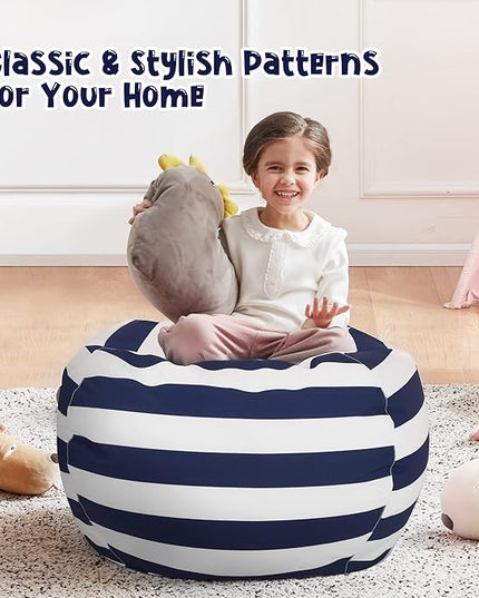 Nobildonna Stuffed Animal Storage Bean Bag Chair Cover Only for Kids Girls Toddler, Large Beanbag Chair Without Filling for Organizing Children Soft Plush Toys - LeafyLoom