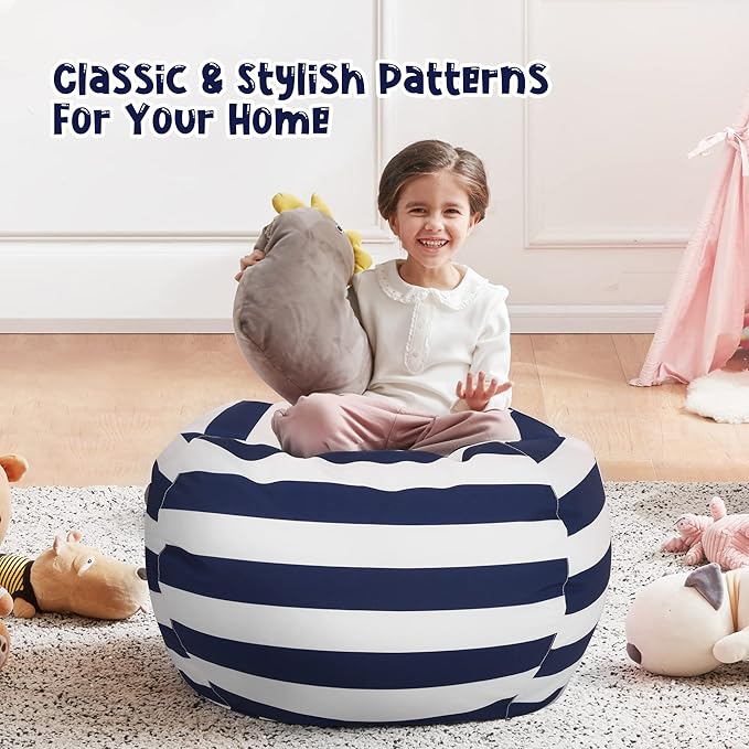 Nobildonna Stuffed Animal Storage Bean Bag Chair Cover Only for Kids Girls Toddler, Large Beanbag Chair Without Filling for Organizing Children Soft Plush Toys - LeafyLoom