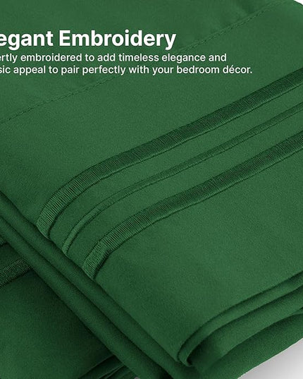 Twin Size 3 Piece Sheet Set - Comfy Breathable & Cooling Sheets - Hotel Luxury Bed Sheets for Women & Men - Deep Pockets, Easy-Fit, Soft & Wrinkle Free Sheets - Emerald Green Oeko-Tex Bed Sheet Set - LeafyLoom