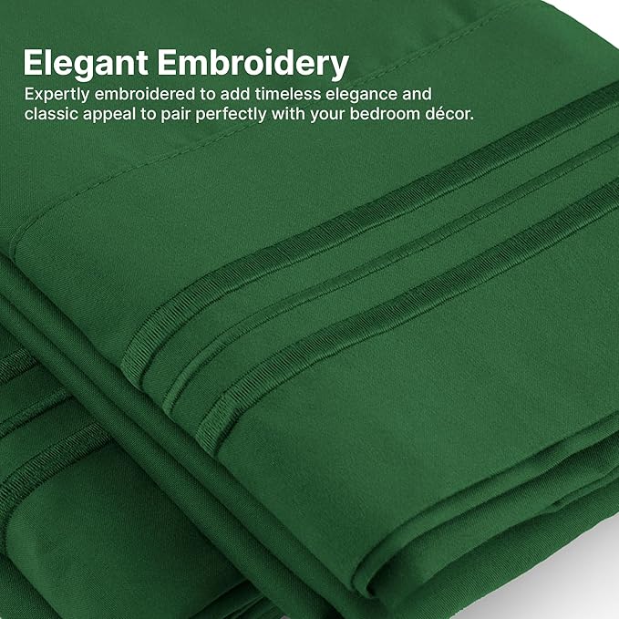 Twin Size 3 Piece Sheet Set - Comfy Breathable & Cooling Sheets - Hotel Luxury Bed Sheets for Women & Men - Deep Pockets, Easy-Fit, Soft & Wrinkle Free Sheets - Emerald Green Oeko-Tex Bed Sheet Set - LeafyLoom