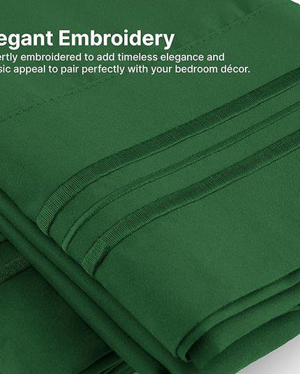 Split King Size 5 Piece Sheet Set - Comfy Breathable & Cooling Sheets - Hotel Luxury Bed Sheets for Women & Men - Deep Pockets, Easy-Fit, Soft & Wrinkle Free Sheets - Emerald Green Oeko-Tex Bed Sheets - LeafyLoom