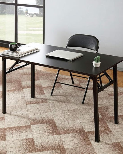 SDHYL 55in ches No Assembly Foldable Computer Desk for Home Office Workstation, Study and Writing, Black - LeafyLoom
