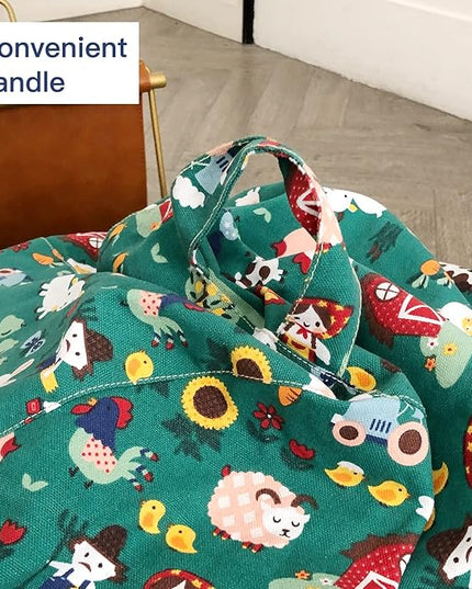 YuppieLife Stuffed Animal Storage Bean Bag Chairs Canvas Cover for Kids(No Filling)/Machine Washable and Durable Toddler Bean Bag Sofa Cover for Room Decor (Farm, 27'') - LeafyLoom