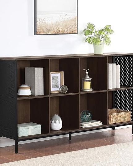 OSP Home Furnishings Ace Contemporary Modern Storage Cube Bookcase, 8 Cubes, Ozark Ash Finish - LeafyLoom