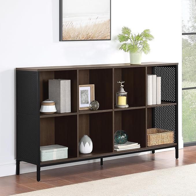 OSP Home Furnishings Ace Contemporary Modern Storage Cube Bookcase, 8 Cubes, Ozark Ash Finish - LeafyLoom