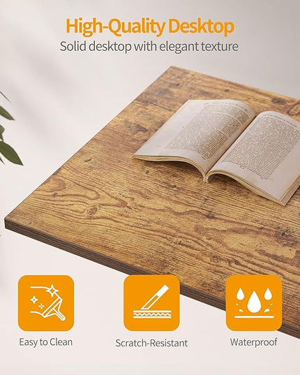 CubiCubi L Shaped Computer Desk with Monitor Stand & Shelves, 47 Inch Corner Home Office Desk Writing Table with Storage Drawer, Brown - LeafyLoom