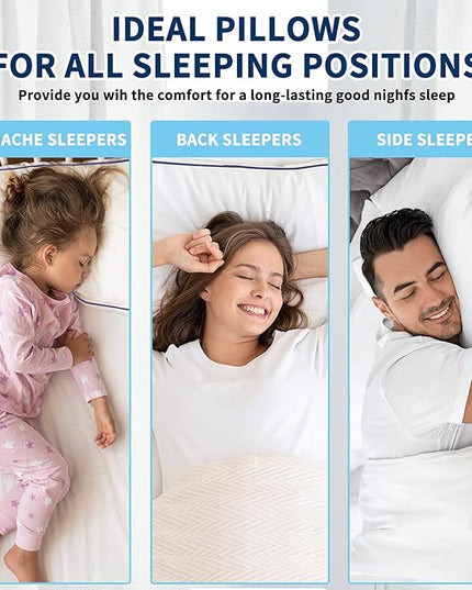 Bed Pillows for Sleeping-2 Pack King Size Set of 2 Pillow for Side Back and Stomach Sleepers， Down Alternative Filling Luxury Soft Quality with Premium Plush Pillows(King, White) - LeafyLoom