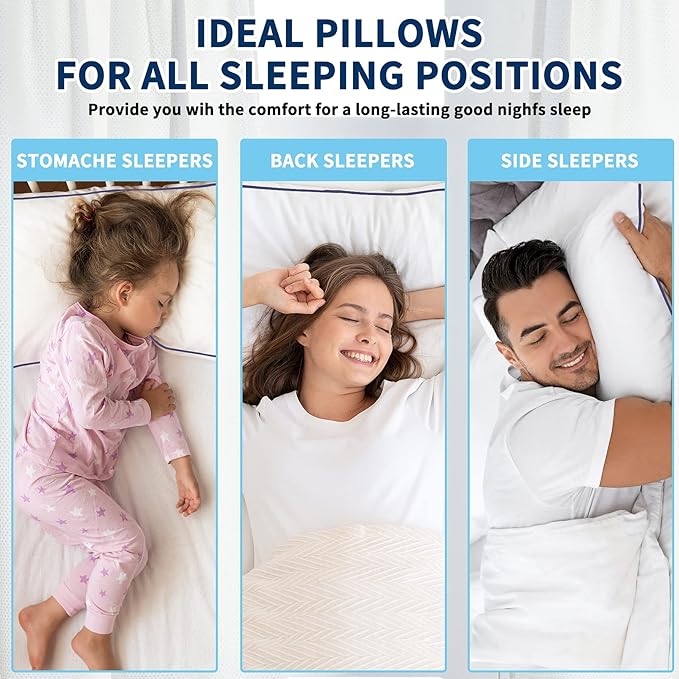 Bed Pillows for Sleeping-2 Pack King Size Set of 2 Pillow for Side Back and Stomach Sleepers， Down Alternative Filling Luxury Soft Quality with Premium Plush Pillows(King, White) - LeafyLoom
