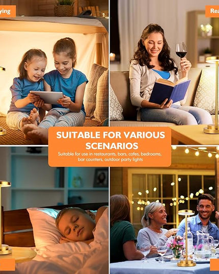 Cordless Table Lamp, Rechargeable Lamps, 5000mAh Battery Operated, LED Portable Table Lamp, 3 Color Dimmable, Aluminum, for Nightstand/Bar/Dining/Patio/Bedroom/Outdoor - LeafyLoom