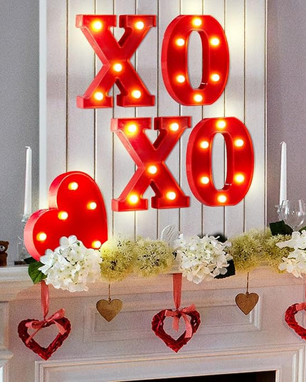VIHOSE Valentine's Day LED Letter Lights Sign Table Decoration Light up Letters Battery Powered Letter for Home Bars Party Bedroom Tabletop Decoration Valentine's Gift VIHOSE
