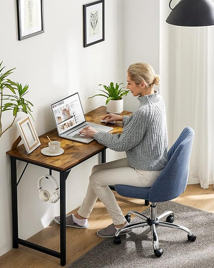 Small Computer Desk 31 Inch Small Office Desk Writing Desks Home Office Desks Small Space Desk Study Table Modern Simple Style Work Table with Storage Bag Headphone Hook Metal Frame for Home, Bedroom - LeafyLoom