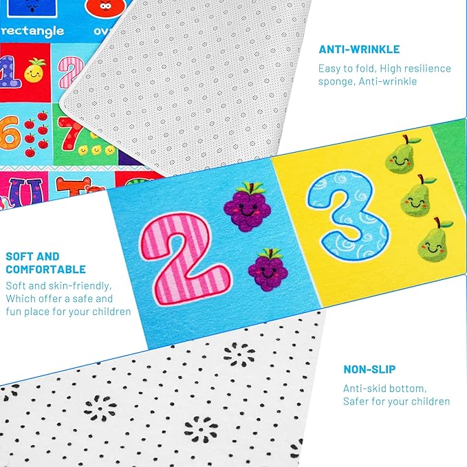 Baby Play Mat Kids Rug for Playroom, Playtime Collection ABC, Numbers, Animals, Rainbow and Shapes Educational Area Rugs for Kids Room Classroom, 59x 39.4 inch - LeafyLoom