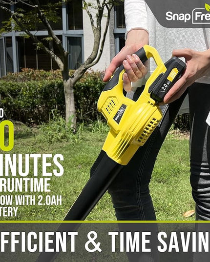 SnapFresh Leaf Blower - 20V Leaf Blower Cordless with Battery & Charger, Electric Leaf Blower for Lawn Care, Battery Powered Leaf Blower Lightweight for Snow Blowing(Yellow) - LeafyLoom