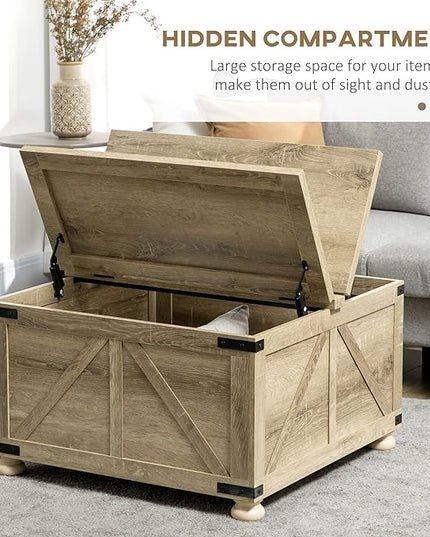 NicBex Coffee Table Wooden Coffee Table with Storage Square Center Tables with Open Top and Inner Compartment Dining Table for Living Room, Dining Room, Office, and Bedroom,31.5" W, Natural - LeafyLoom