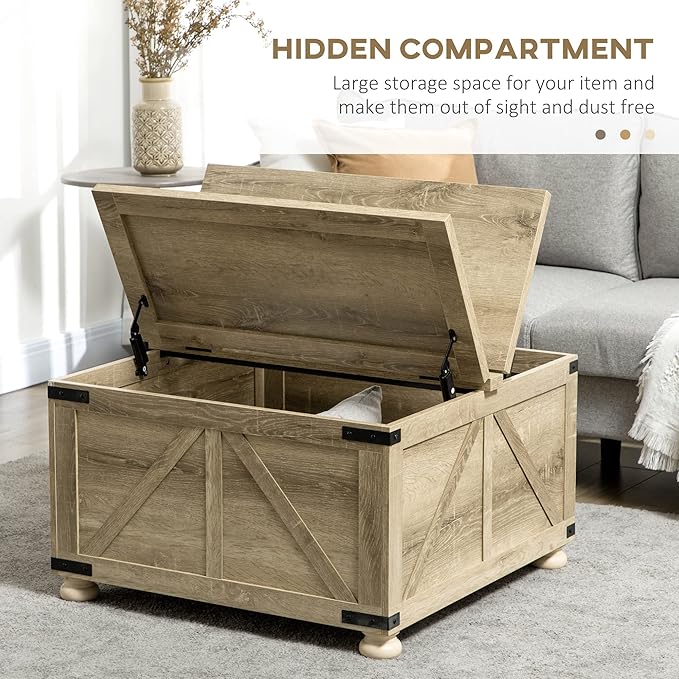 NicBex Coffee Table Wooden Coffee Table with Storage Square Center Tables with Open Top and Inner Compartment Dining Table for Living Room, Dining Room, Office, and Bedroom,31.5" W, Natural - LeafyLoom