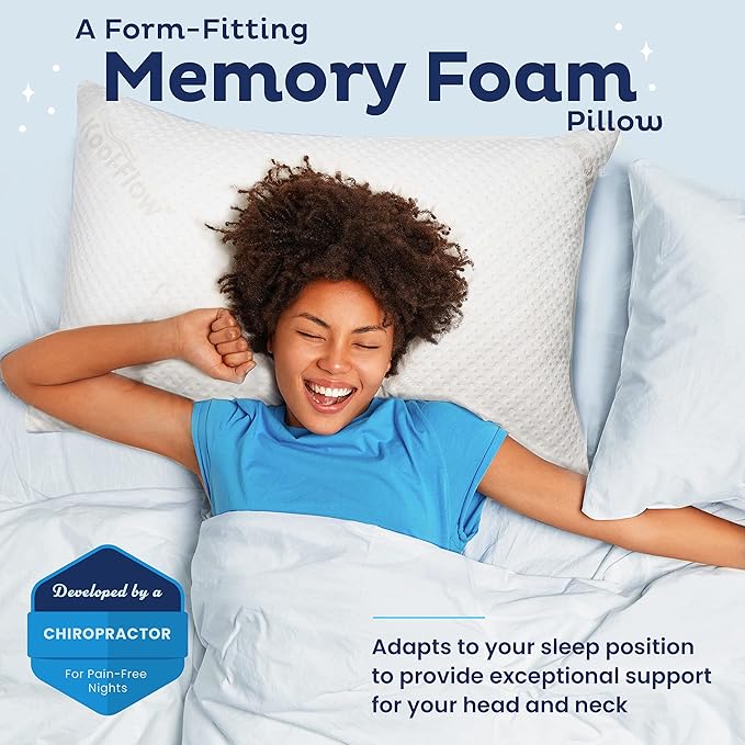Snuggle-Pedic Shredded Memory Foam Pillow - The Original Cool Pillows for Side, Stomach & Back Sleepers - Sleep Support That Keeps Shape - College Dorm Room Essentials for Girls and Guys - King - LeafyLoom