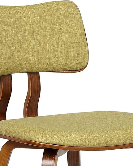 Armen Living Jaguar Mid Century Modern Upholstered Fabric and Walnut Wood Dining Accent Chair for Kitchen Table Desk Vanity, 20D x 18W x 29H in, Green - LeafyLoom